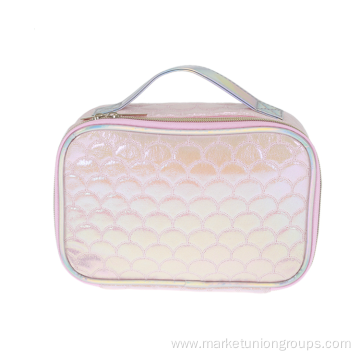 Fashion Luxury Professional Mermaid PU Cosmetic Box, Zipper Modern Cosmetic Bag